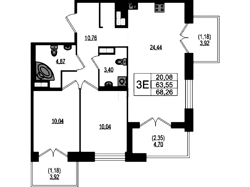 2-комнатная квартира 68.26 м², 3/4 эт., ЖК «Ranta Residence»